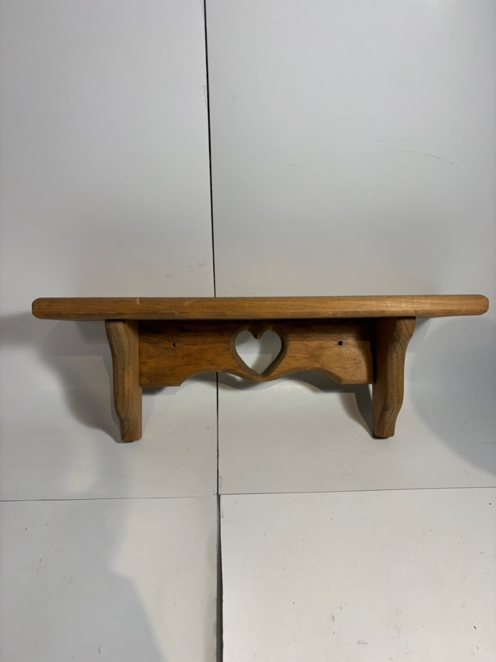Wooden Heart Accent Wall Shelf - Natural Brown - Size Pictured